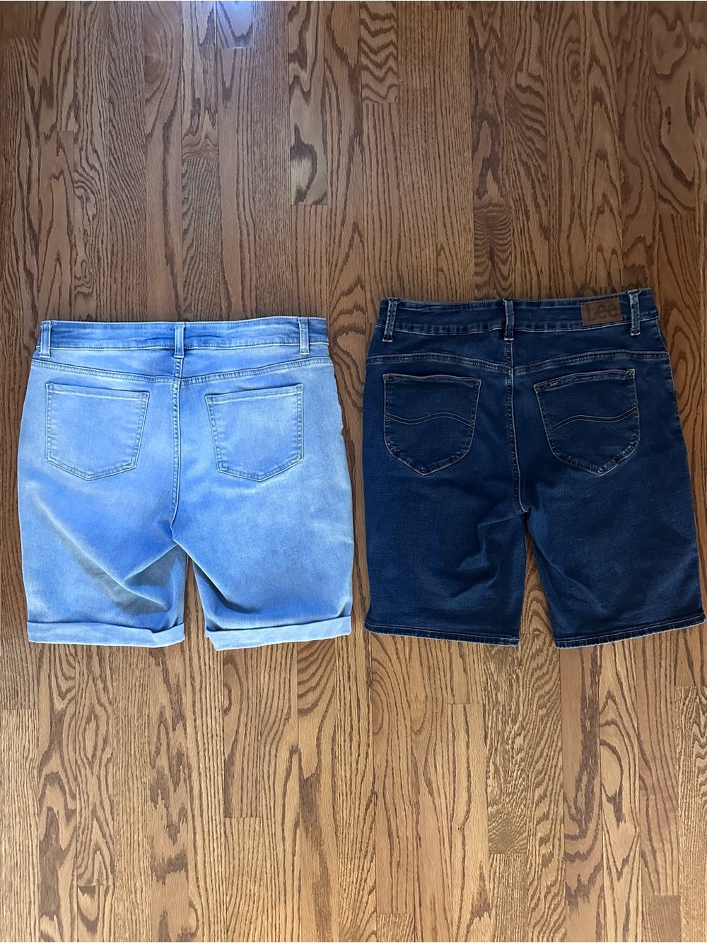 Lee Women’s Jean Shorts - Time and True Light Blue and Lee Brand Dark Blue